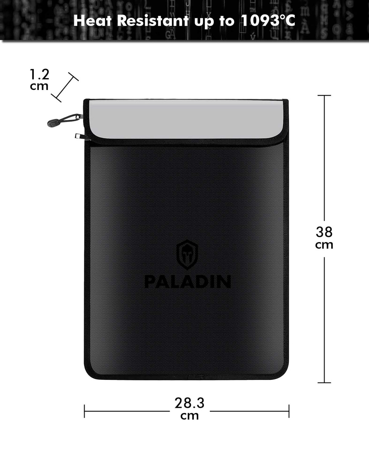 Paladin Fireproof Document Bag, Black, 4.25x29.7x3.7cm
