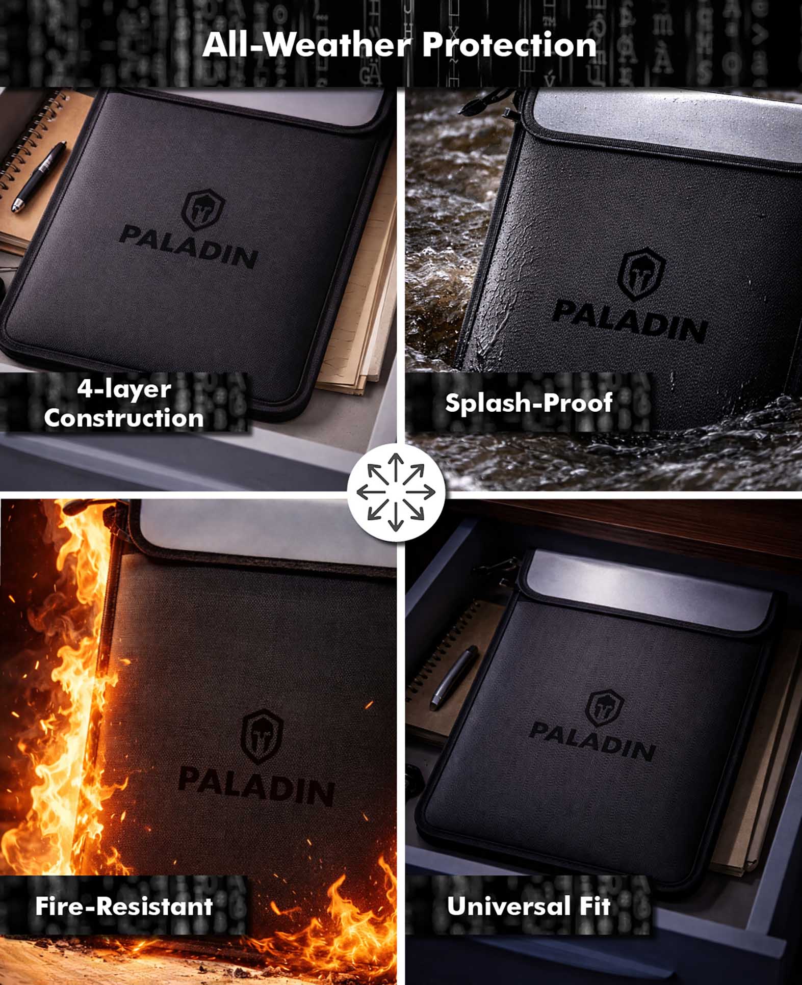 Paladin Fireproof Document Bag, Black, 4.25x29.7x3.7cm