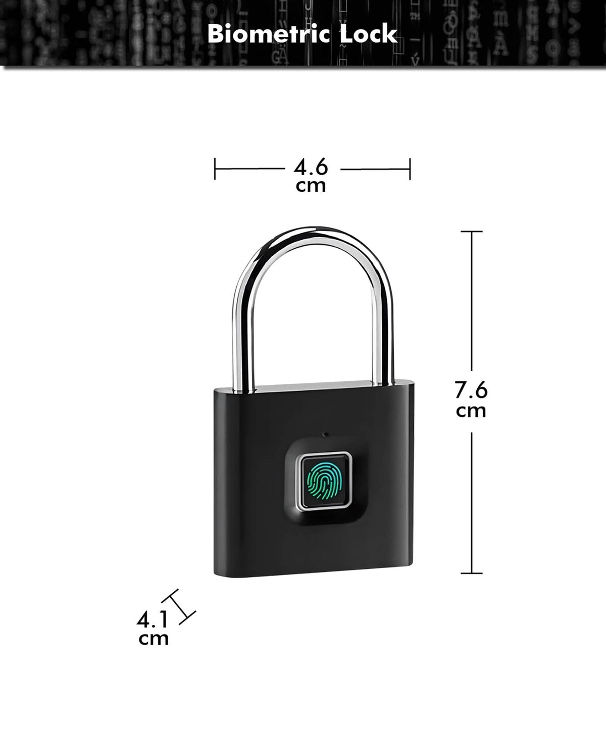 Paladin Biometric Fingerprint Padlock – Black, IPX7