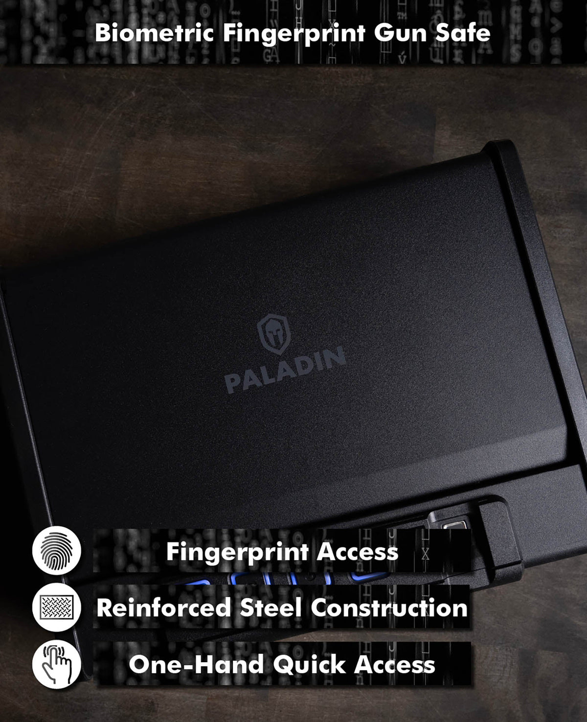 Paladin MK2 Biometric Fingerprint Pistol Safe, Black, 34.4x26.3x8.9cm