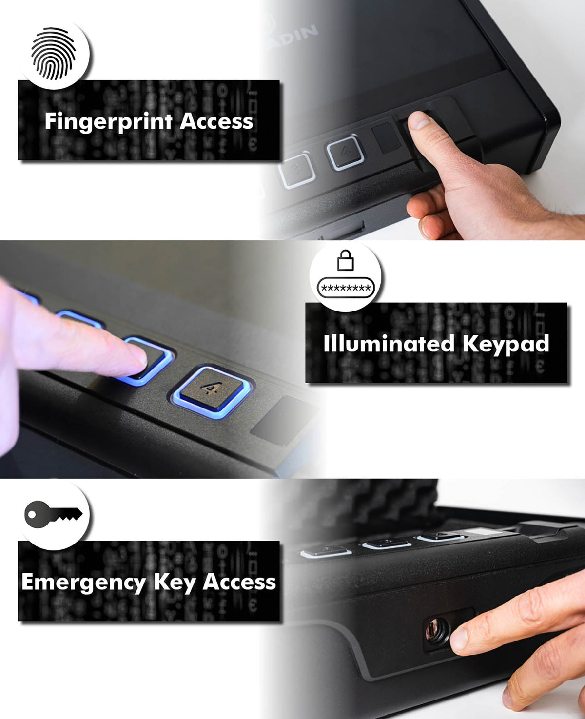 Paladin MK2 Biometric Fingerprint Pistol Safe, Black, 34.4x26.3x8.9cm