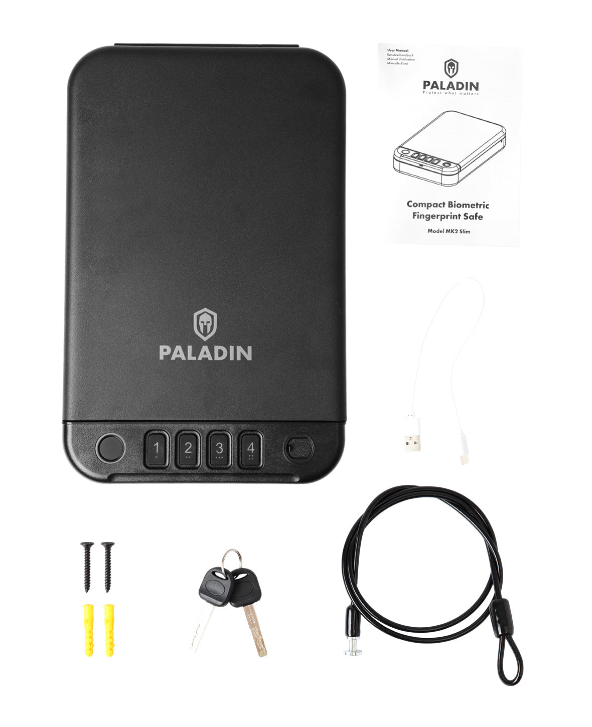 Paladin MK2 Slim Biometric Fingerprint Pistol Safe, Black, 28.4 x 18 x 5.6 cm