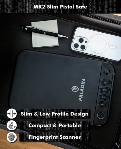 Paladin MK2 Slim Pistolensafe – Biometrisch, Kompakt, Schwarz
