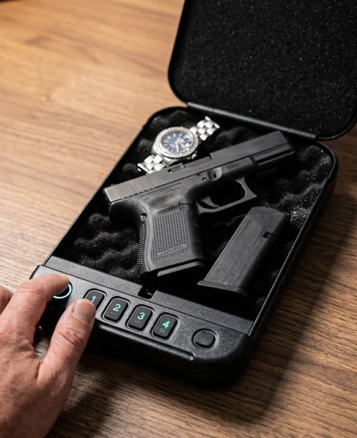 Paladin MK2 Slim Biometric Fingerprint Pistol Safe, Black, 28.4 x 18 x 5.6 cm