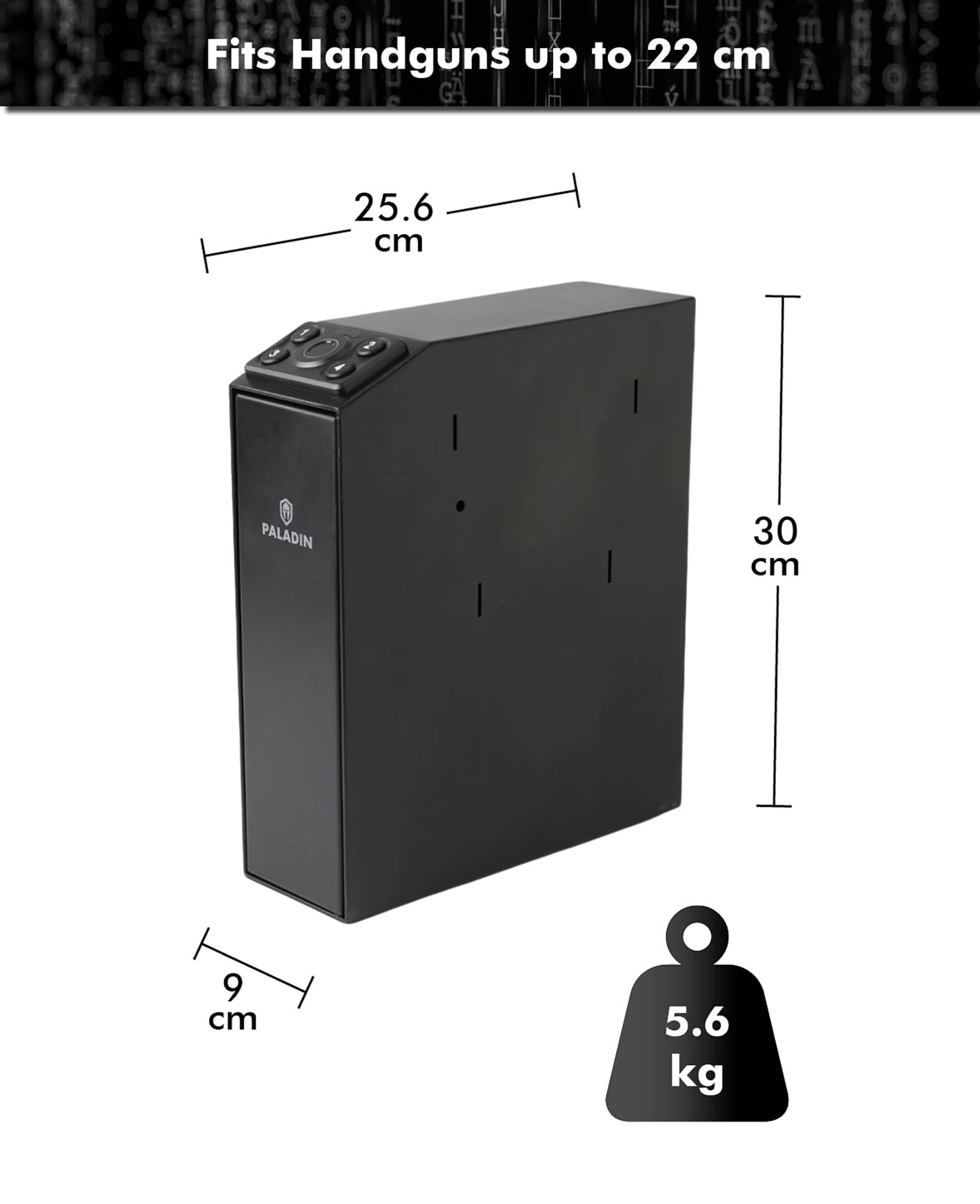 Paladin Slider Fingerprint Scanner, black, automatic, one-handed quick access, 25.6x9x30cm