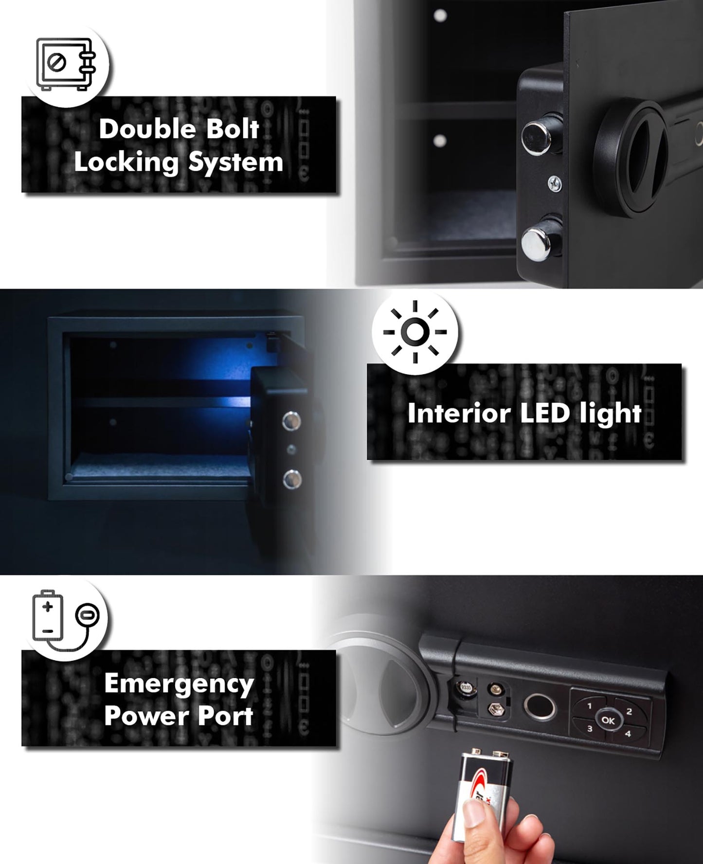 Paladin Möbeltresor – Biometrisch, Stahl, Schwarz, LED-Beleuchtung