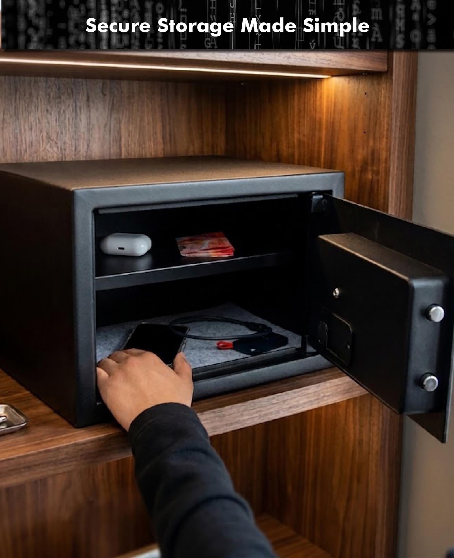 Paladin Furniture Safe with Biometric Fingerprint Scanner, Black, 25x35x25cm