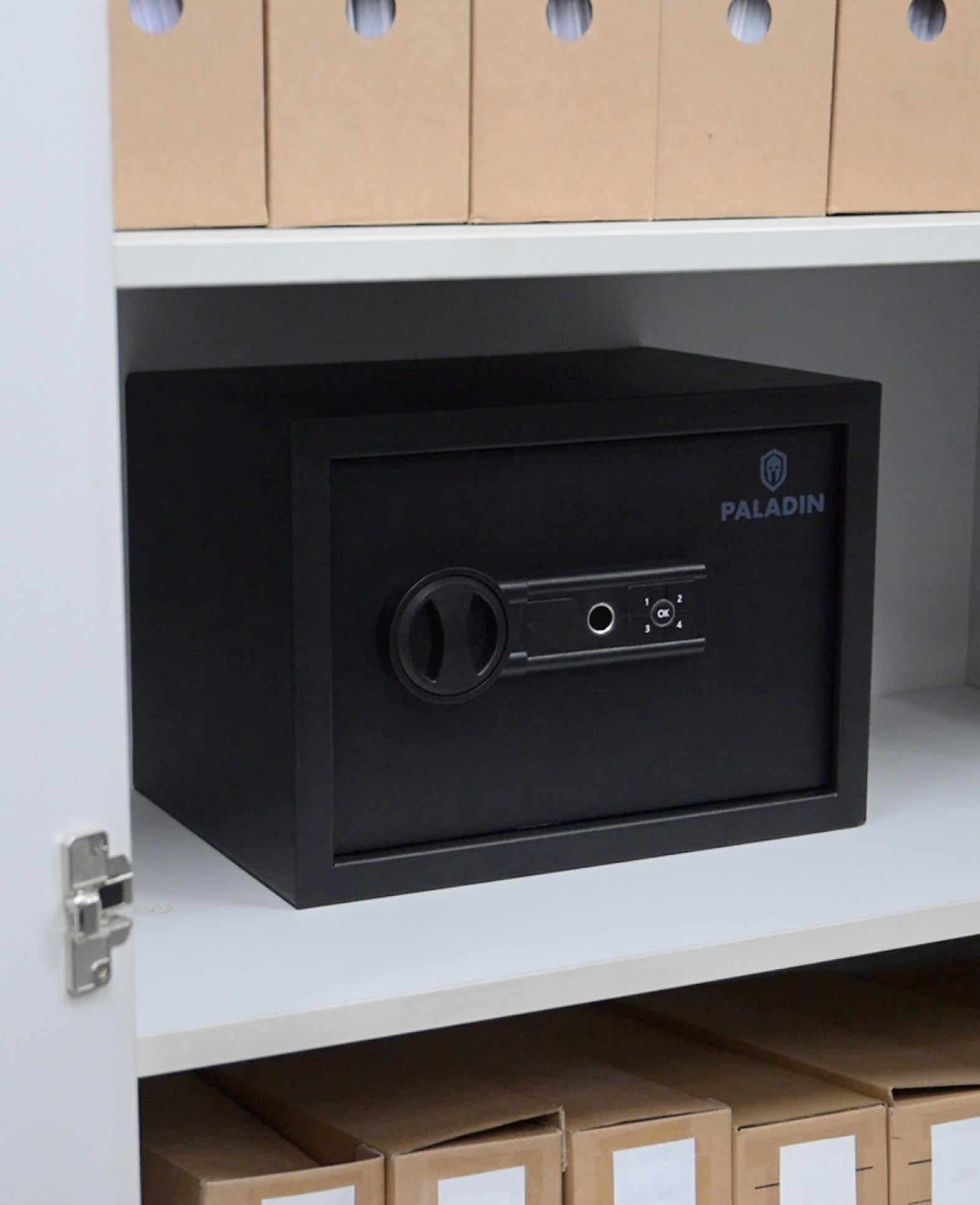 Paladin Furniture Safe with Biometric Fingerprint Scanner, Black, 25x35x25cm