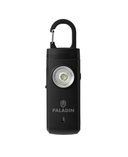 Paladin personal alarm, panic alarm with 130db alarm tone and strobe light, up to 12 months standby time, rechargeable via USB-C, 9.7x6.5x2cm