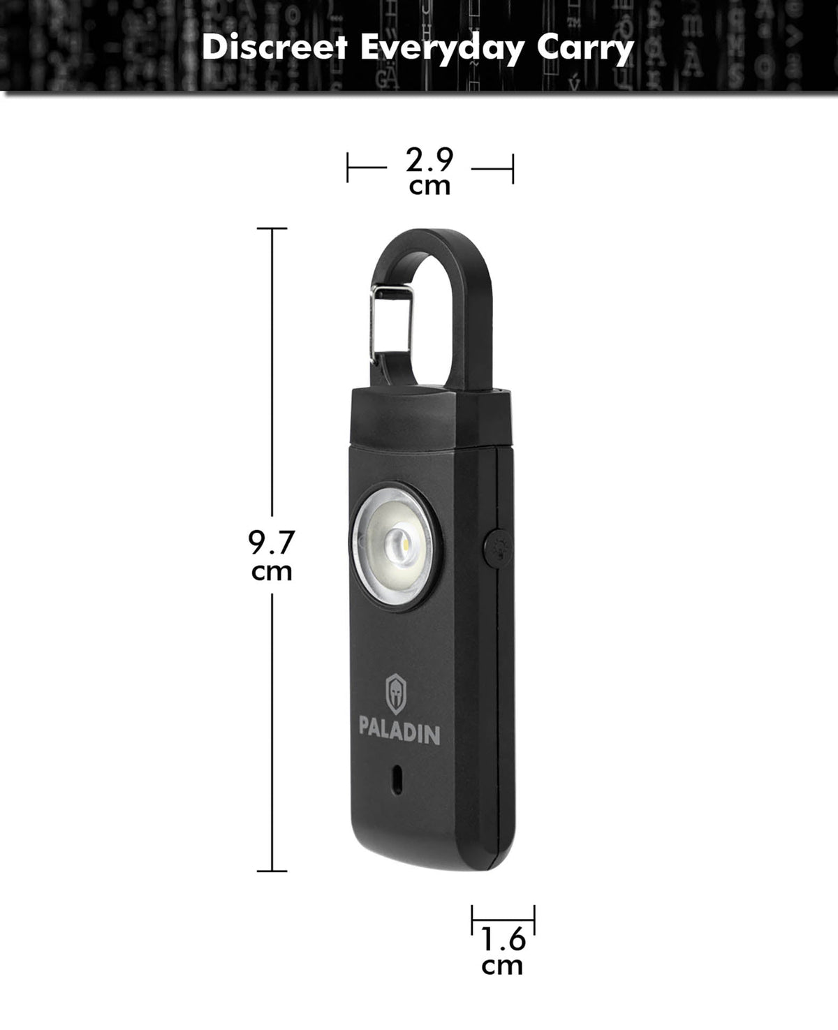Paladin personal alarm, panic alarm with 130db alarm sound and strobe light, 9.7x6.5x2cm