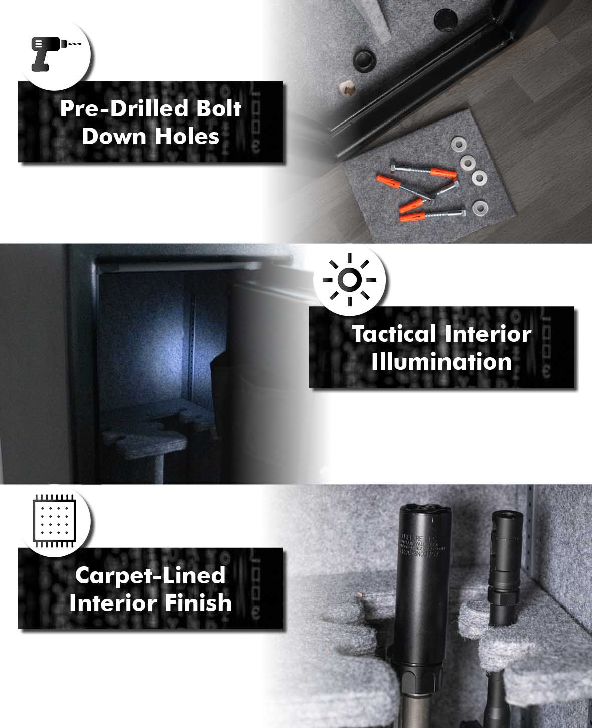 Paladin Guardian Waffenschrank,  biometrischer Fingerabdruck Langwaffen-Safe,  schwarz, modular, bis 10 Gewehre und 8 Pistolen , 38x46x140cm