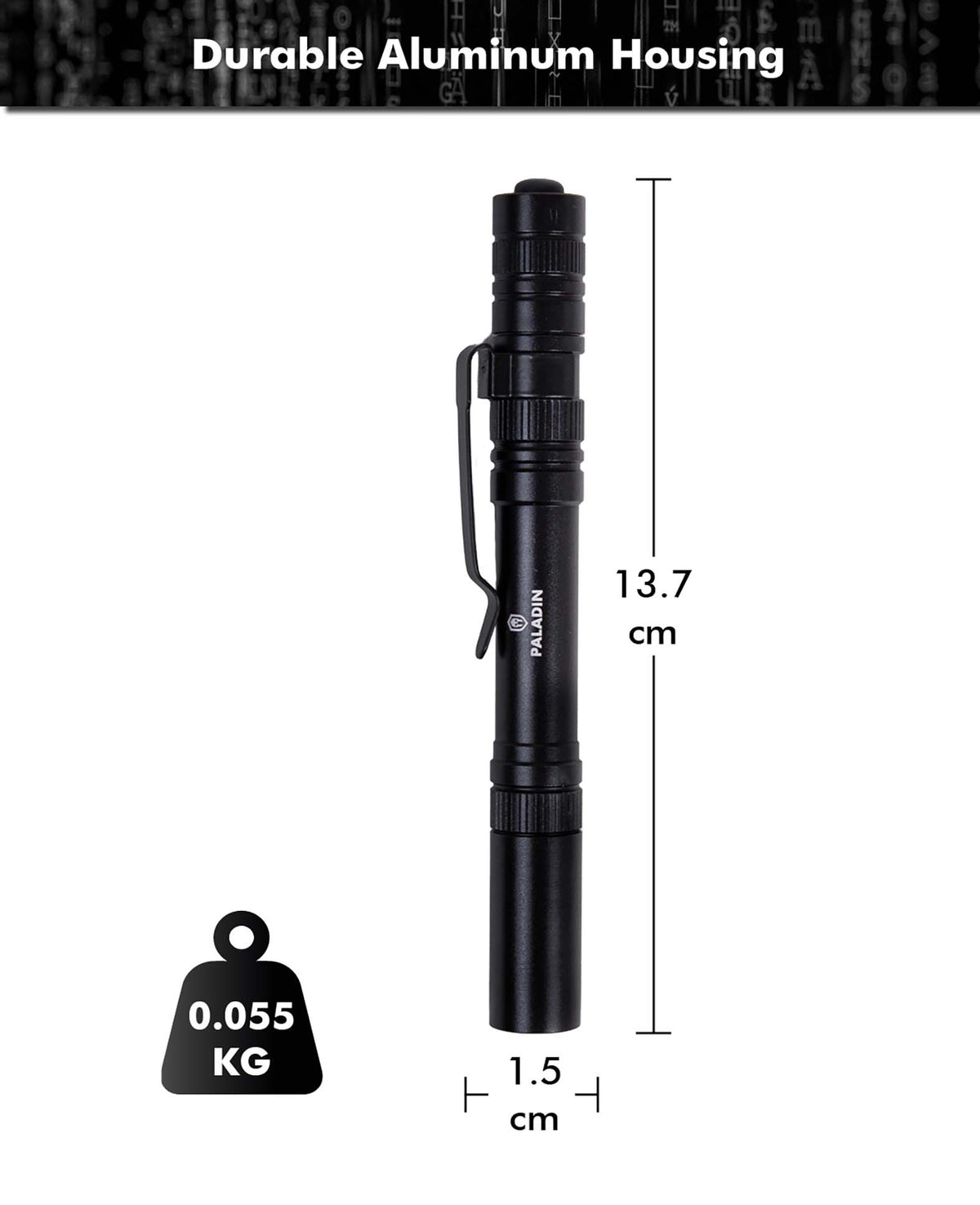 Paladin Pen Light - Compact LED Penlight with 121 Lumens, 5 Light Modes & Belt Clip