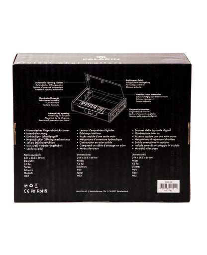 Paladin MK2 Pistolensafe – Biometrisch, Auto-Öffnung, LED, Schwarz