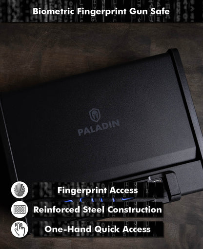 Paladin MK2 Pistolensafe – Biometrisch, Auto-Öffnung, LED, Schwarz