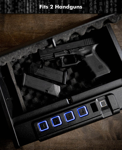 Paladin MK2 Pistolensafe – Biometrisch, Auto-Öffnung, LED, Schwarz