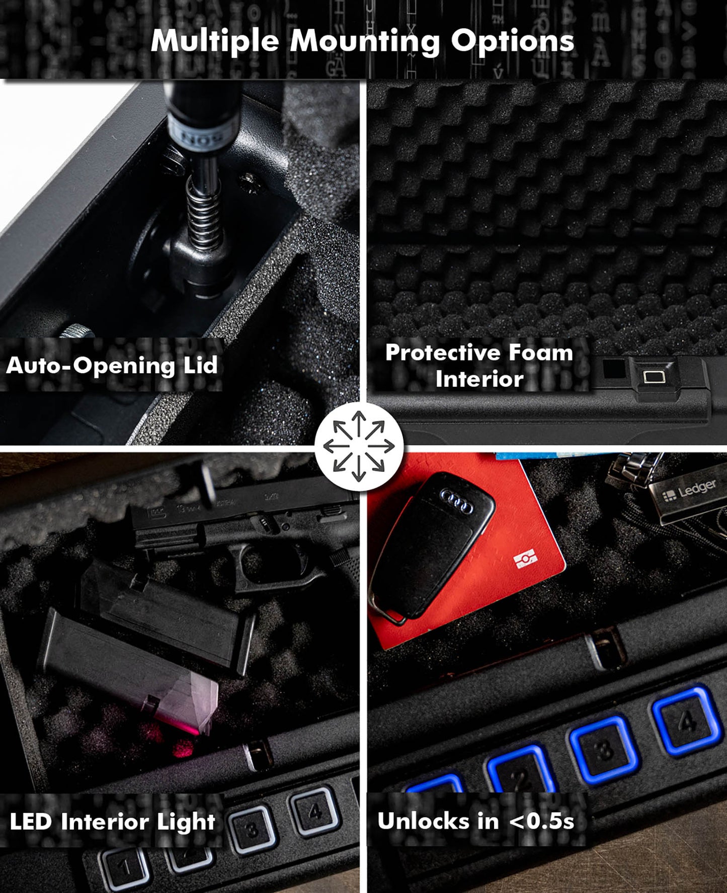 Paladin MK2 Pistolensafe – Biometrisch, Auto-Öffnung, LED, Schwarz