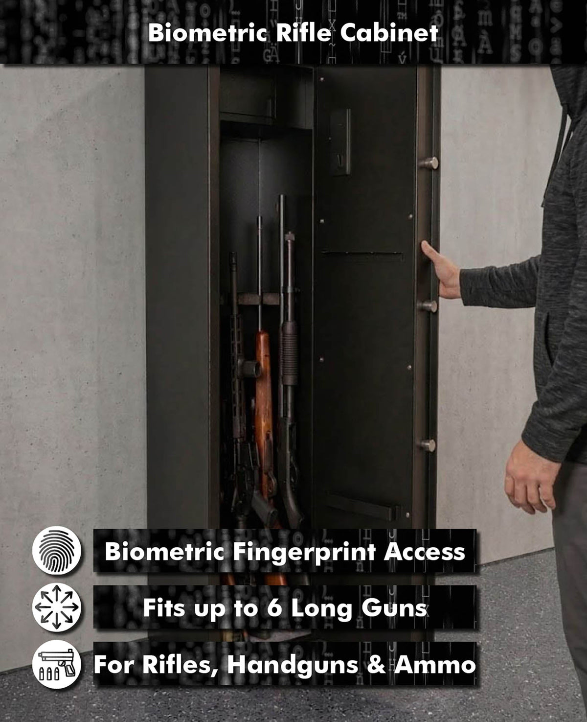 Paladin ARS1 Long Gun Safe – Biometric, Black, Stainless Steel, Modular