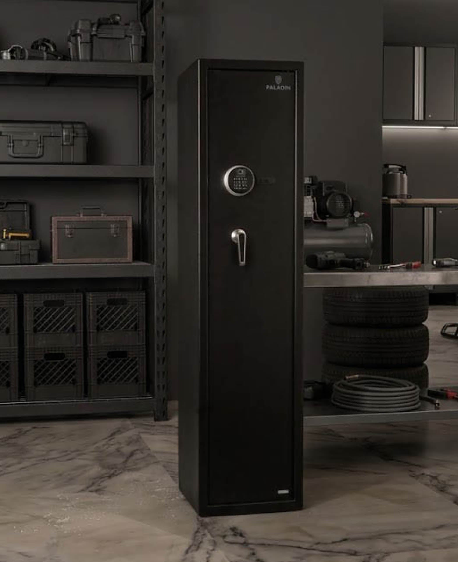 Paladin ARS1 Long Gun Safe – Biometric, Black, Stainless Steel, Modular