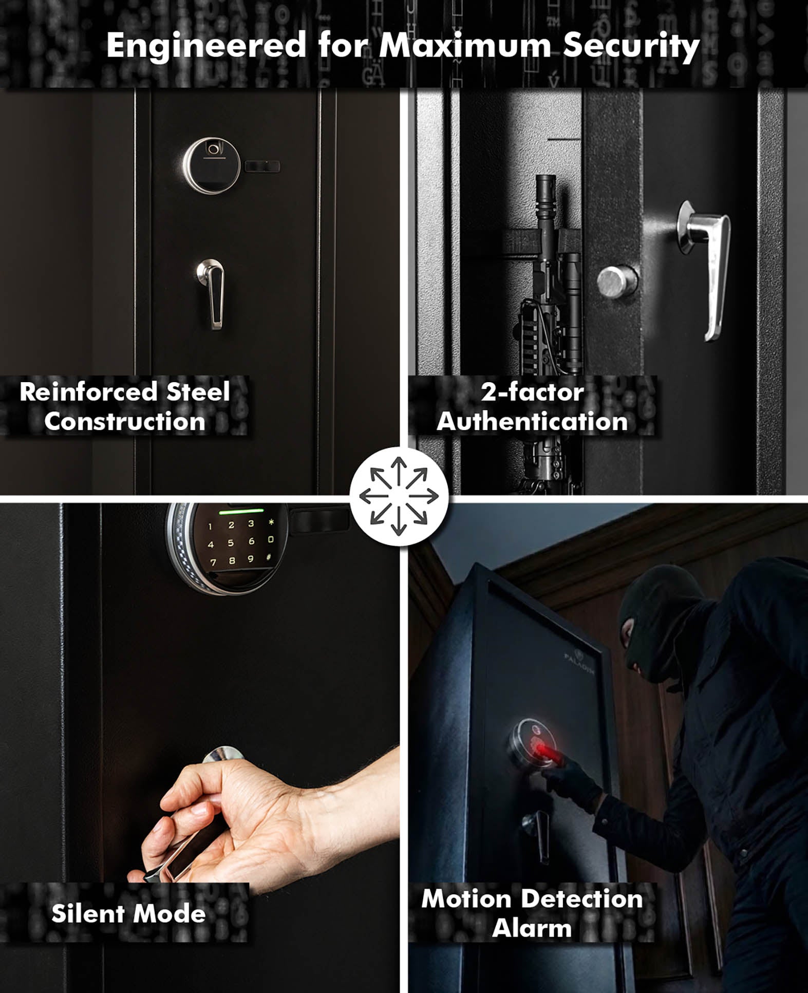 Paladin ARS1 Long Gun Safe – Biometric, Black, Stainless Steel, Modular