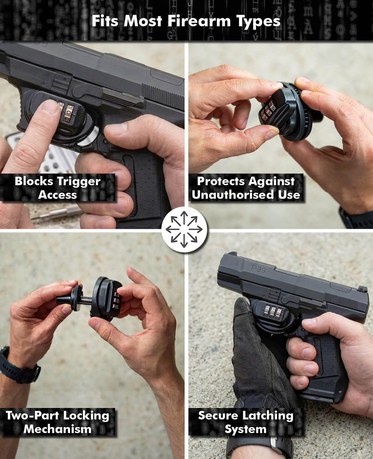 Paladin Trigger Lock, Gun Lock with Combination, 6.5x4.0x6.5cm