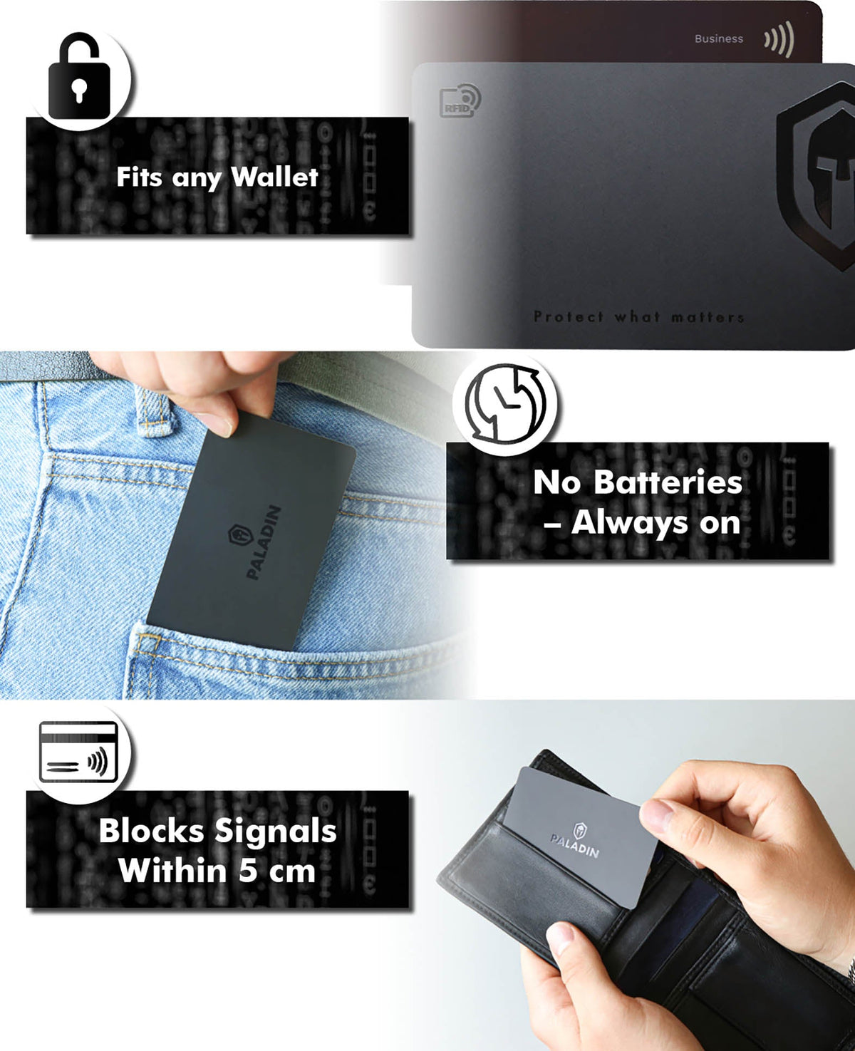 Paladin NFC/RFID Blocker Card, protection against data theft